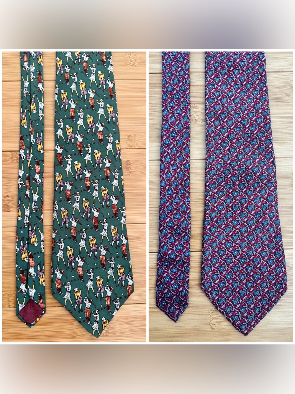 Christian Dior bundle of 2 mens silk ties, Golf floral